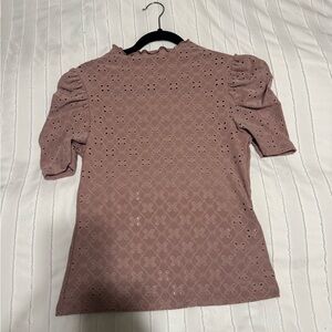 New Elegant Mauve Eyelet Women's Top